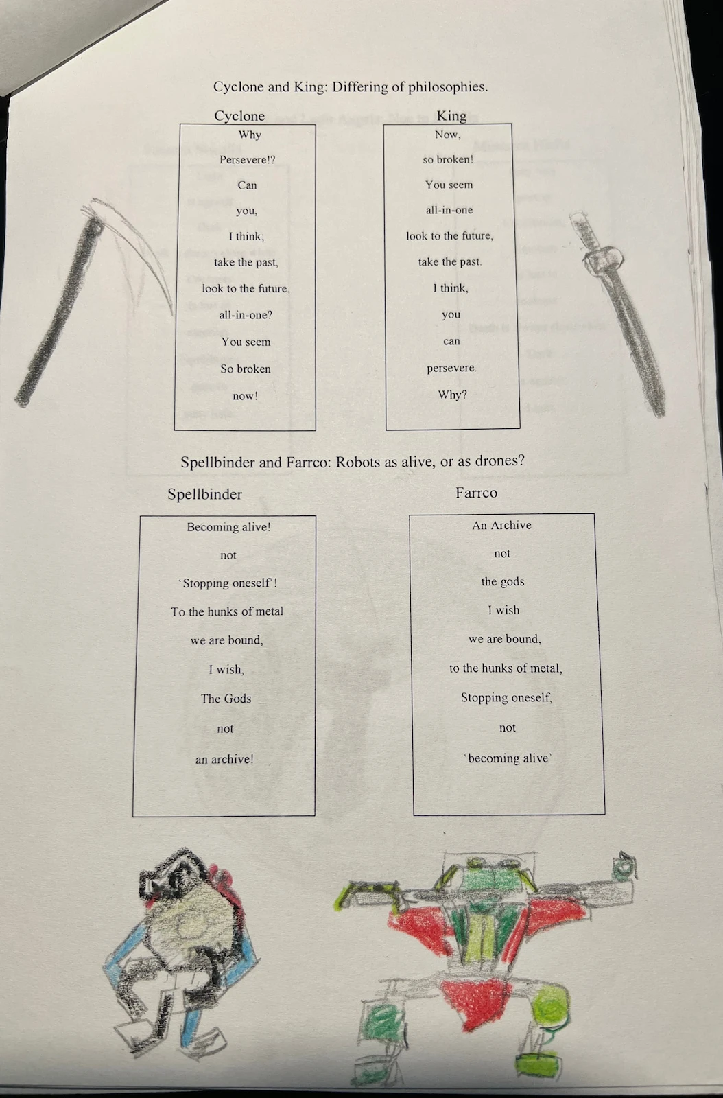 Image of the character mirror poems as part of a schoolwork poetry book